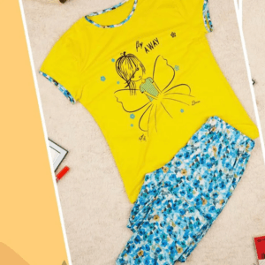 بيجامة حريمي بنطلون اللون أصفر في لبني